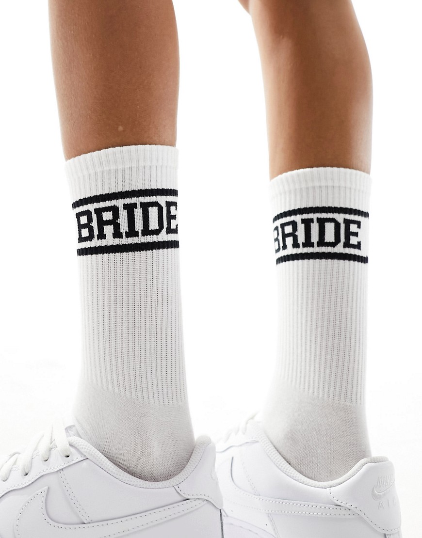 Bride socks in black-White