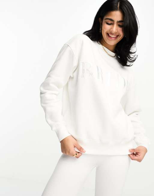Six Stories bride statement sweatshirt in white, 4 of 4