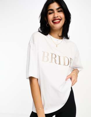 Six Stories Bride Statement Tee In White