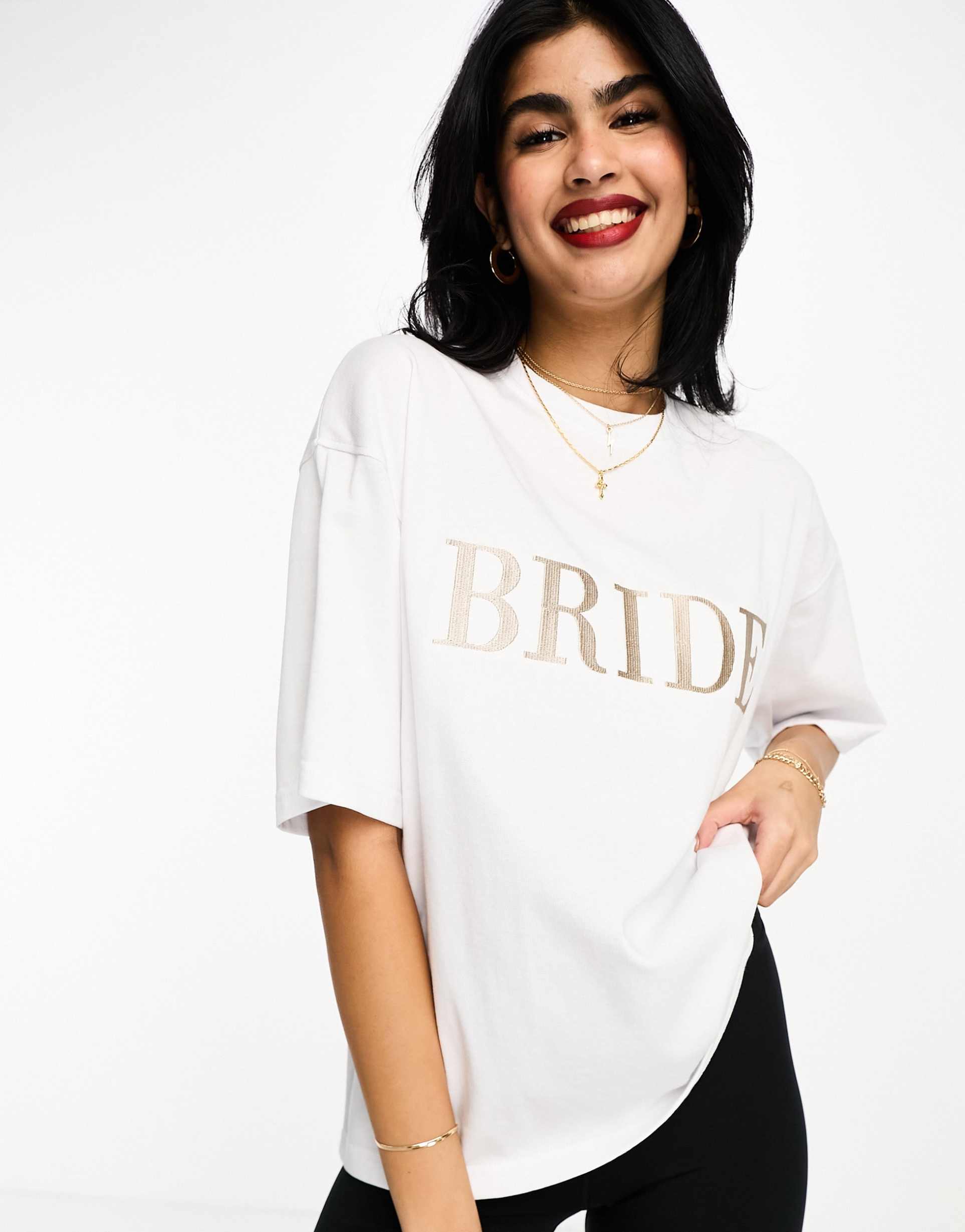 six stories bride statement tee in white