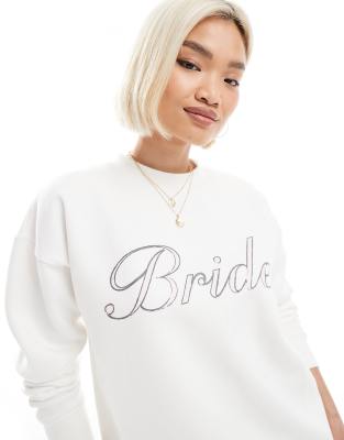 Six Stories - Bride - Sweatshirt in Elfenbeinweiß mit „Bride"-Schriftzug, Kombiteil