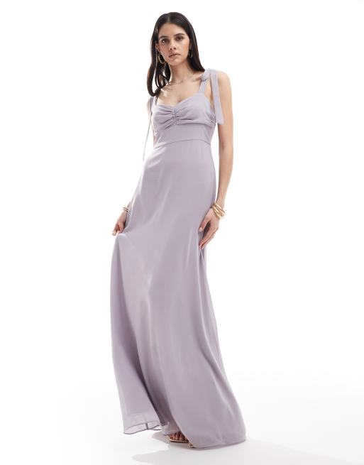 mauve dresses bridesmaid Pleated Chiffon Long Mermaid Slit Dusty Mauve Pink Bridesmaid Dress fo –  Siaoryne main image 1