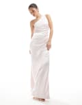 [Six Stories] Six Stories Bridesmaid one shoulder satin maxi dress in powder pink 34 Powder Pink