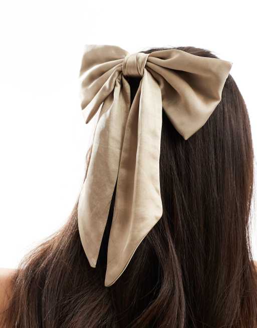 Six Stories Bridesmaid satin hair bow clip in gold, 2 of 4