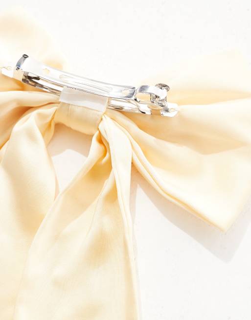 Six Stories Bridesmaid satin hair bow clip in lemon, 2 of 4