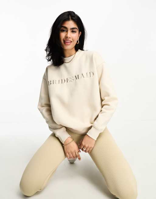 Six Stories bridesmaid statement sweatshirt in champagne 