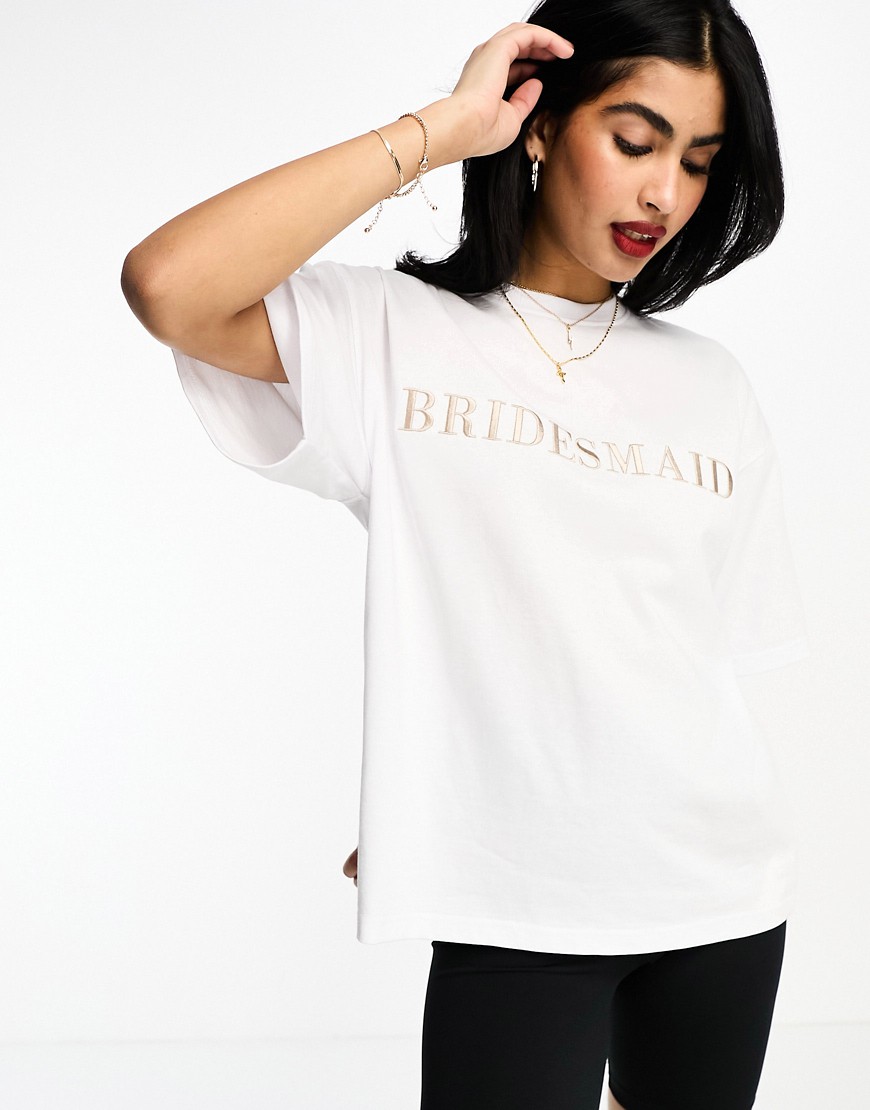 Six Stories bridesmaid statement tee in white