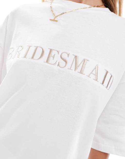 Six Stories bridesmaid statement tee in white, 3 of 4