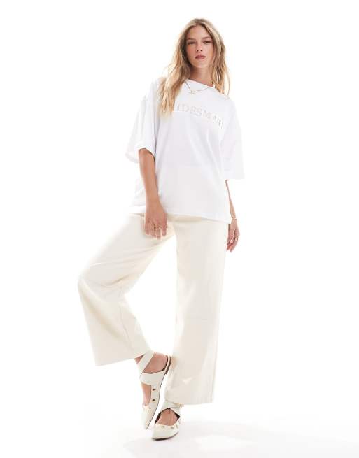 Six Stories bridesmaid statement tee in white, 4 of 4