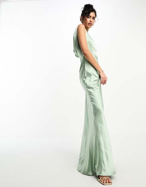 Cowl back satin store dress