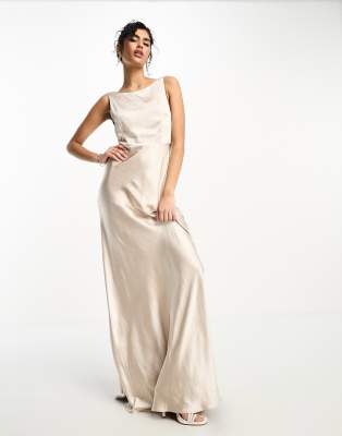 oyster satin cocktail dress