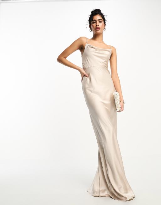 Cowl front satin outlet dress