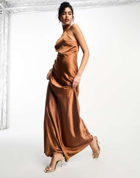 Silk hot sale copper dress