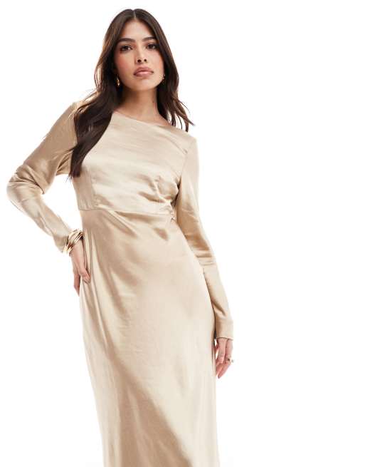 rayleigh long sleeve satin maxi dress Rayleigh Long Sleeve Satin Maxi Dress - Black
