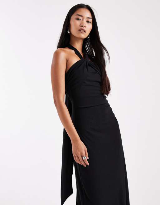 Six Stories – Bridesmaids – Maxikleid in Schwarz mit Stretchanteil und Neckholder, 4 von 4