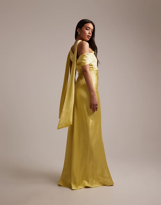 one shoulder maxi dress yellow Prom | Formal Dress | Dress | Prom Gown | | 2 | Leni Satin Maxi Dress - Yellow this maxi dress is perfect for formals and bridesmaid dresses Ivanka One Shoulder Piping Dress