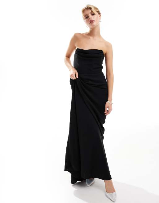 Ruched strapless best sale maxi dress