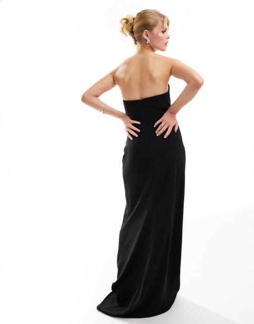 Strapless Ruched Dress in Black