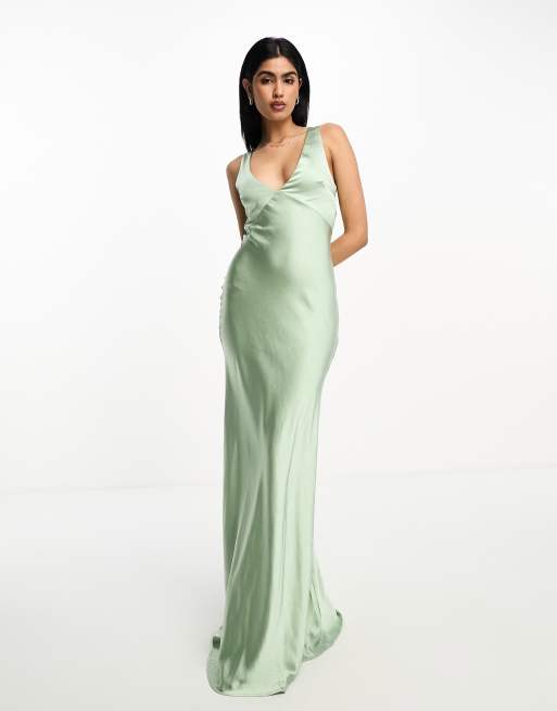 satin slip bridesmaid dress Grace Loves Lace Classic Slip Dusk