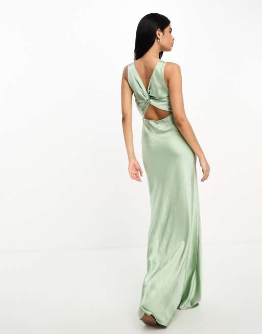twist bridesmaid dress Rose Twist-Front Sleeveless Maternity Chiffon Bridesmaid Dress  Modsele