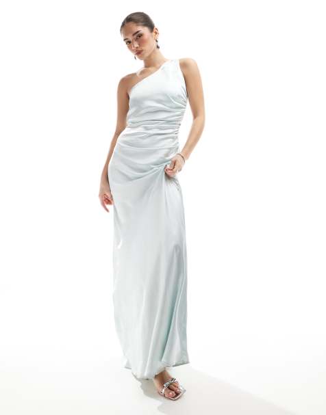 Six Stories - Brudepiger - Lyseblå maxikjole med oneshoulder-snit i satin - view 1