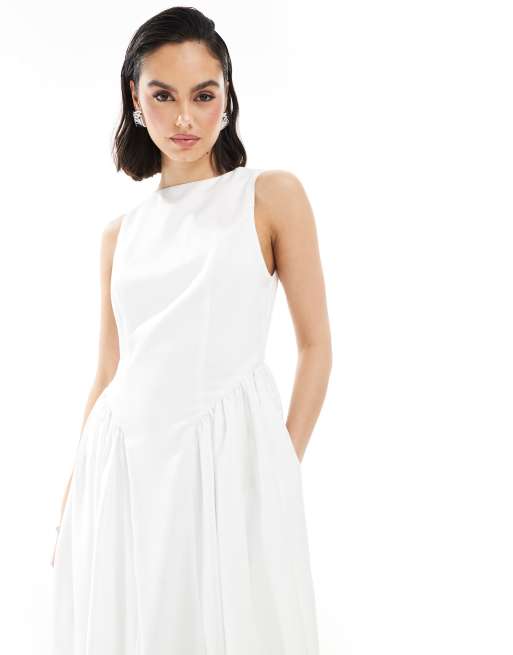 Six Stories - Bruidskleding - Midaxi-jurk met verlaagde taille in ivoorwit, 2 van 4