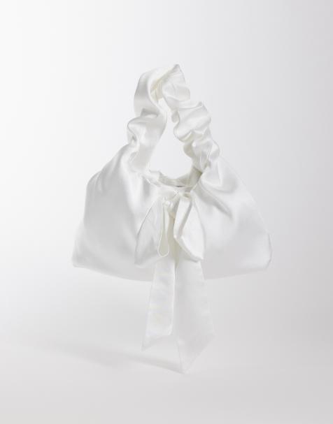 Six Stories - Bruidskleding - Mini tas van satijn met strik in wit - view 1