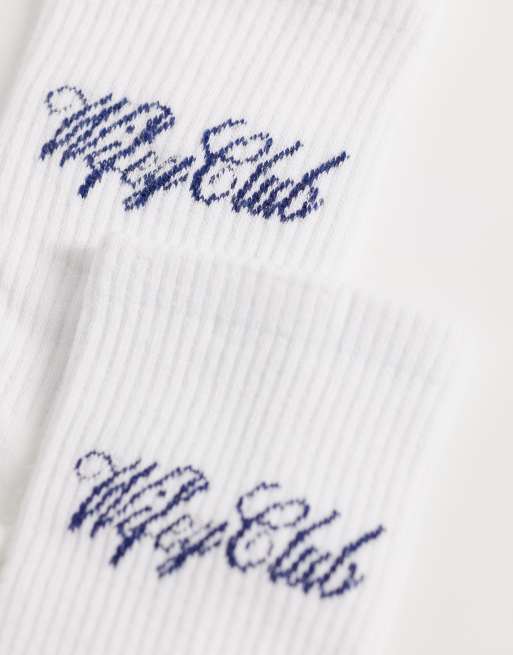 Six Stories - Bruidskleding - 'Wifey Club' sokken in wit, 2 van 3