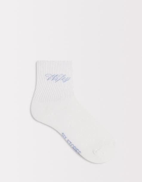Six Stories - Chaussettes de mariée à inscription « Wifey » - Bleu - view 1