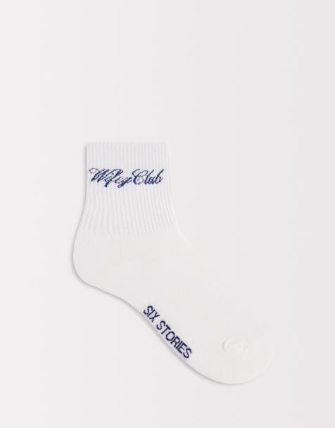 Six Stories - Chaussettes de mariée à inscription « Wifey Club » - Blanc - view 1