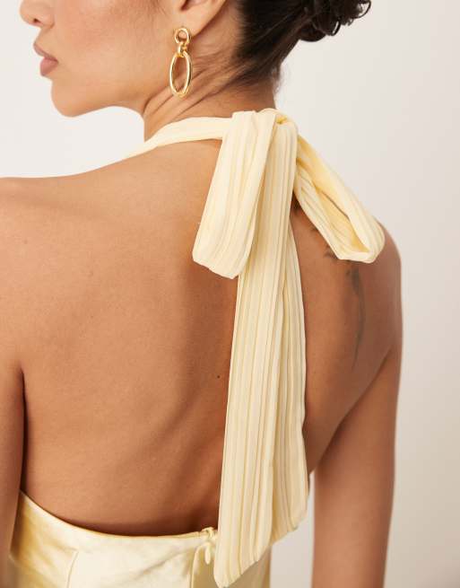 Six Stories contrast slip midaxi dress in lemon