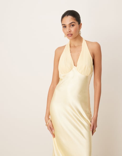 Six Stories contrast slip midaxi dress in lemon