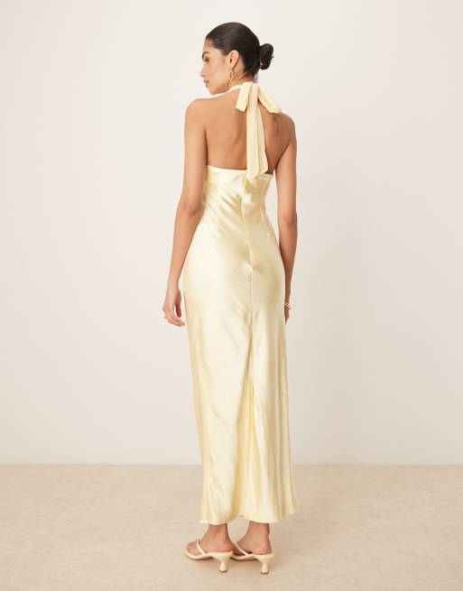 Six Stories contrast slip midaxi dress in lemon