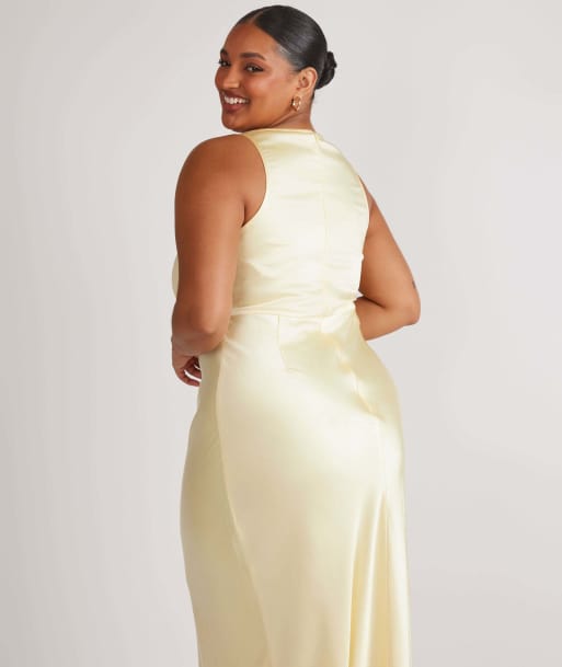 Six Stories Cowl front satin bridesmaid dress in lemon, 2 of 7