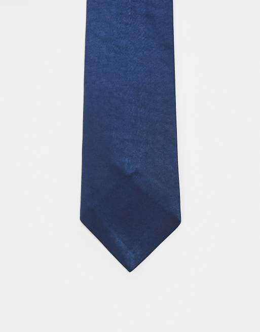 Six Stories - Cravate effet satin - Bleu marine