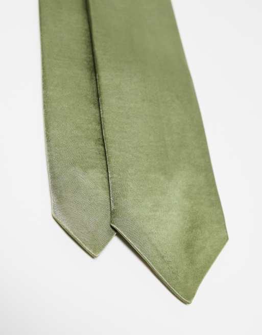 Six Stories - Cravate en satin - Vert mousse