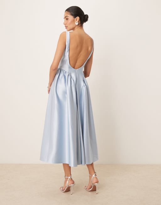 Six Stories drop hem midi dress in powder blue