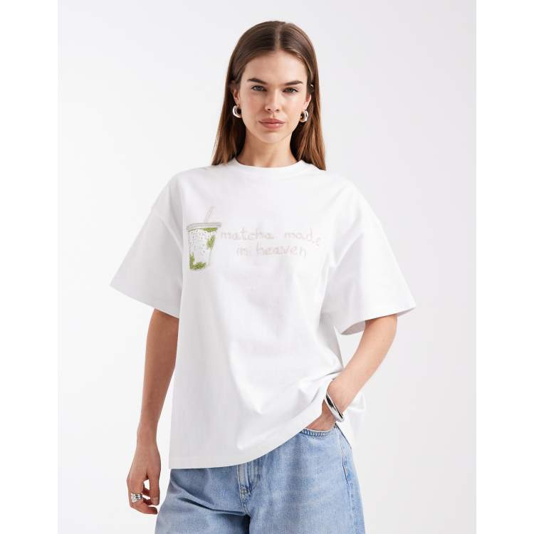 Six Stories embellished 'matcha made in heaven' oversized boxy t