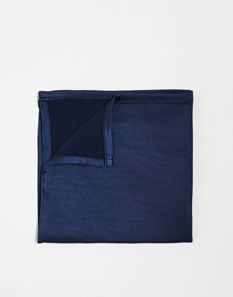 Six Stories - Fazzoletto da taschino in raso blu navy - view 1