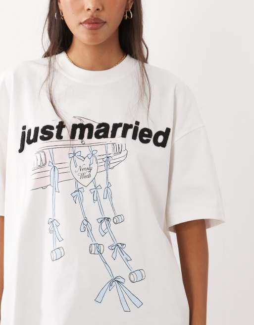 Six Stories 'Just Married' cotton t-shirt in white, 2 of 4