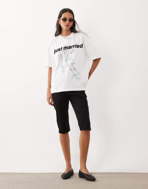 Six Stories 'Just Married' cotton t-shirt in white, 3 of 4