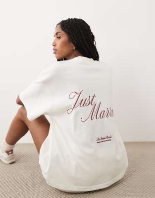 Six Stories 'just Married' Oversized T-shirt In White