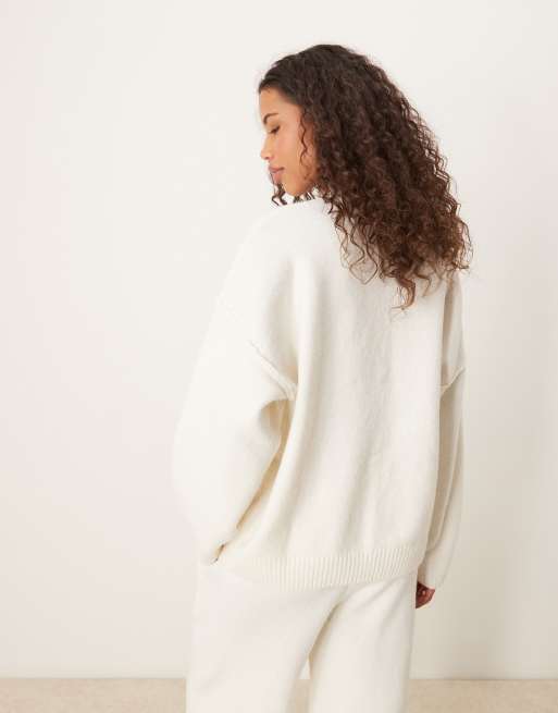 Six Stories knitted oversized jumper in cream (part of a set), 3 of 4