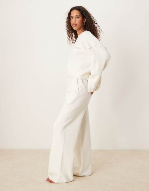Six Stories knitted wide leg pants in cream - part of a set