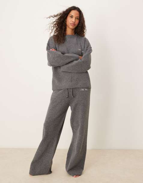 Six Stories knitted wide leg pants in grey (part of a set) - view 1