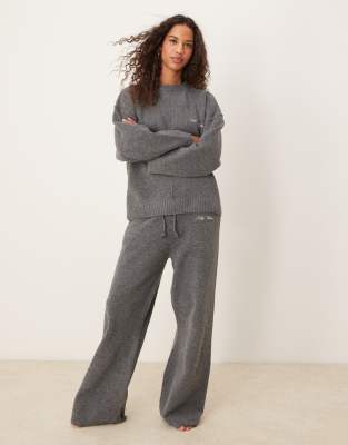 Six Stories knitted wide leg trouser co-ord in grey - view 1
