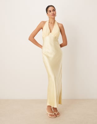 Six Stories - Kontrastierendes Midaxikleid in Zitronengelb