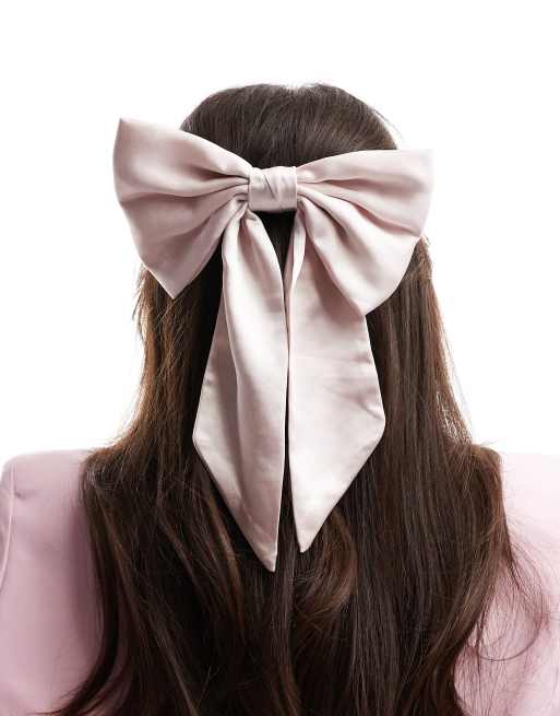 Six Stories - L'invitée - Barrette à cheveux avec nœud en satin - Rose poudré, 3 de 4