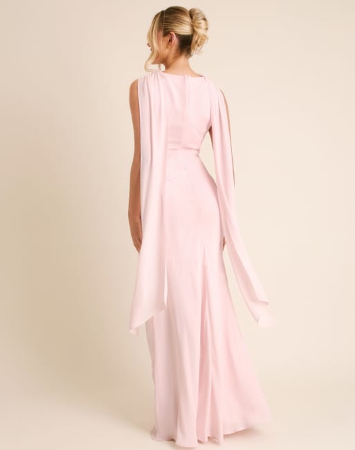 Six Stories - L'invitée - Robe longue en crêpe avec col bénitier montant - Rose pâle, 2 de 4
