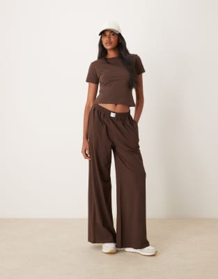 logo waistband sweatpants in espresso - part of a set-Brown